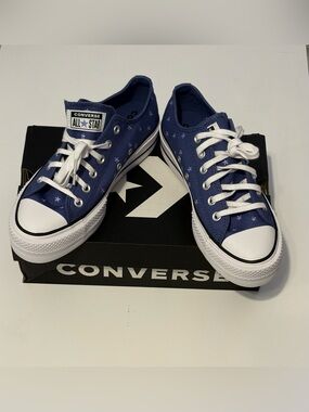 Converse CTAS Lift Ox in Indigo Storm Star Pattern Athletic Shoes Size 7.5